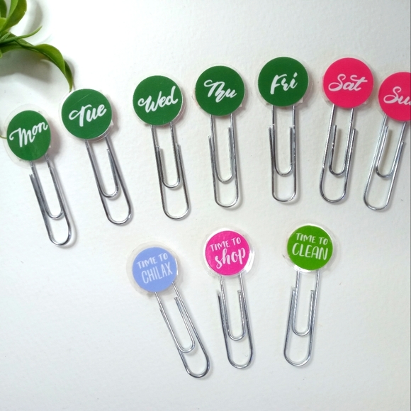 Weekdays Sticker Paper Clips, Woman Bookmark Paper Clips, Planner Accessory. - Picture 3 of 4